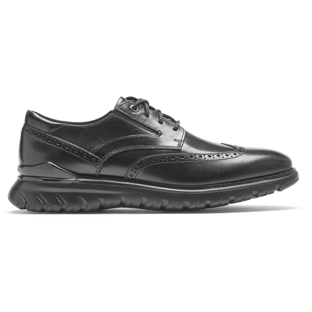 Rockport Men's Total Motion Sport Wingtip Oxfords - Black - USA (5472SNLAW)